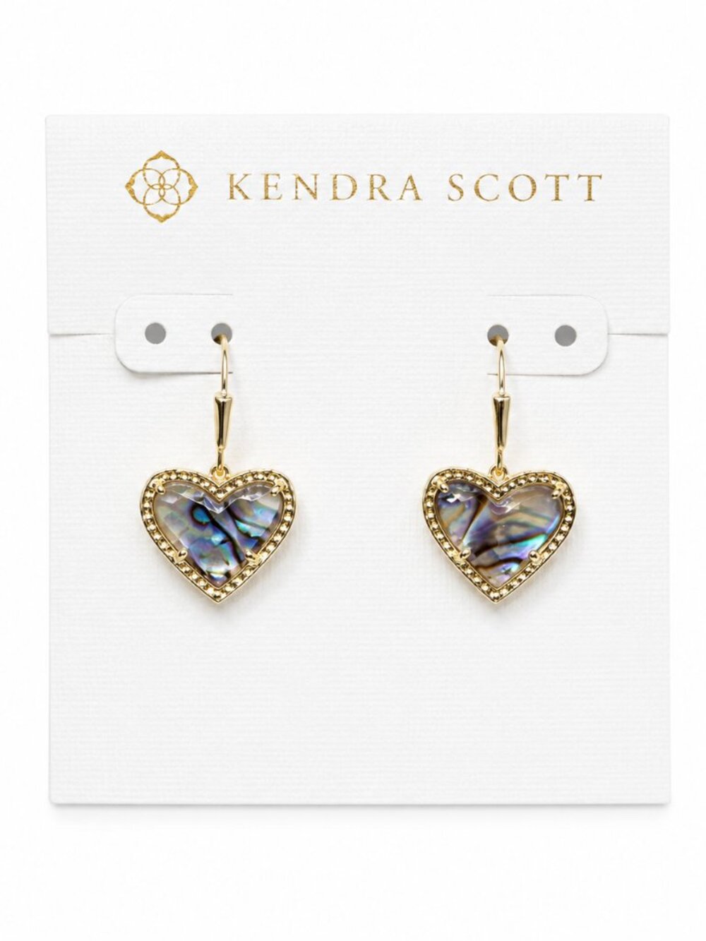 Kendra Scott Ari Heart Gold Abalone Drop Earrings - NWT $65 MSRP - Picture 1 of 5